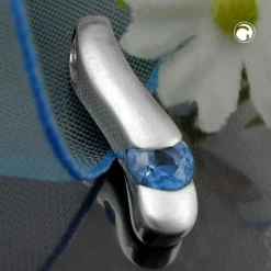 Anhänger 19x5mm mit synth Spinell blau matt 925 Silber Silberanhänger Damen