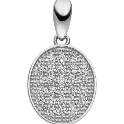Anhänger 10,7x14,7mm mit vielen weißen Zirkonia oval 925 Silber Silberanhänger