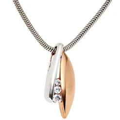 Anhänger 7,9x20mm mit 3 Zirkonia 375 Gold Rotgold Weißgold Halsschmuck Damen