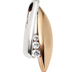 Anhänger 7,9x20mm mit 3 Zirkonia 375 Gold Rotgold Weißgold Halsschmuck Damen
