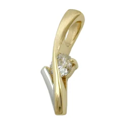 Anhänger 19x6mm mit Zirkonia in der Mitte 375 Gold Gelbgold Weißgold Damen