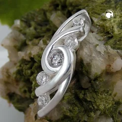 Anhänger 22x7mm mit 5 Zirkonia 925 Silber Kettenanhänger Silberanhänger Damen