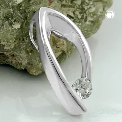 Anhänger 18,5x8mm mit Zirkonia 925 Silber oval Silberanhänger Damen