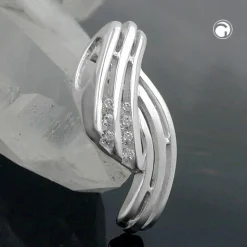 Anhänger 19x8mm mit Zirkonia streifig 925 Echt Silber Silberanhänger