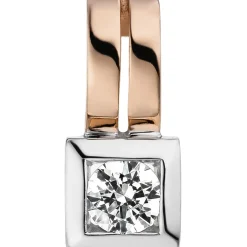 Anhänger 5,6x12,4mm mit Zirkonia weiß Quadrat 375 Gold Rotgold bicolor