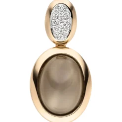 Anhänger 12,4x25,7mm Mondstein-Cabochon 16 Diamanten 0.08Ct 585 Rotgold