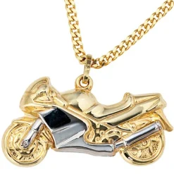 Anhänger 26,9x14,4mm Motorrad Bike 333 Gold Gelbgold rhodiniert bicolor Unisex