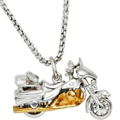 Anhänger 27,3x16,7mm Motorrad 925 Silber rhodiniert teilvergoldet Herren