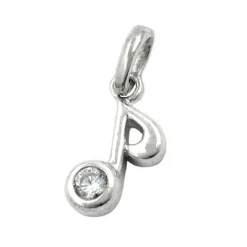 Anhänger 11,5x7mm Musiknote Achtelnote mit Zirkonia echtes 925 Silber Damen