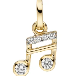 Anhänger 8x11,1mm Musik-Note aus 333 Gelbgold mit 6 Zirkonia Sechzehntelnote