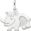 Anhänger 15,8x12,3mm Nashorn aus echtem 925 Silber rhodiniert Kinderanhänger