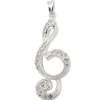 Anhänger 28x11mm Notenschlüssel mit weißen Zirkonia 925 Silber Halsschmuck