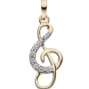 Anhänger 8,2x18,6mm Notenschlüssel Musik aus 333 Gold Gelbgold mit 8 Zirkonia