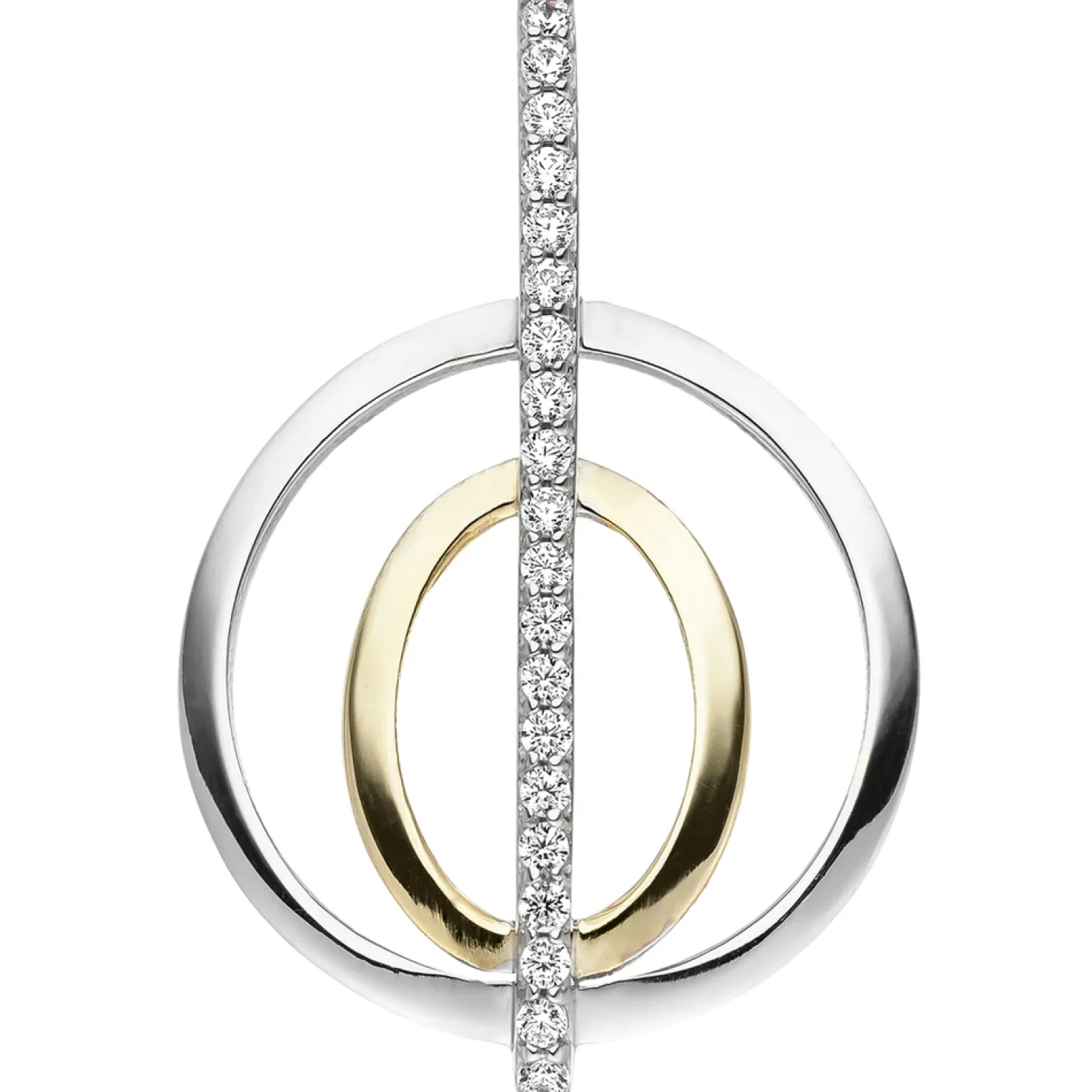 Anhänger 20,2x31,2mm Oval im Kreis Zirkonia 925 Silber Gelbgold vergoldet