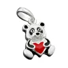 Anhänger 13x9,5mm Panda Bär mit Herz farbig lackiert 925 Silber für Kinder