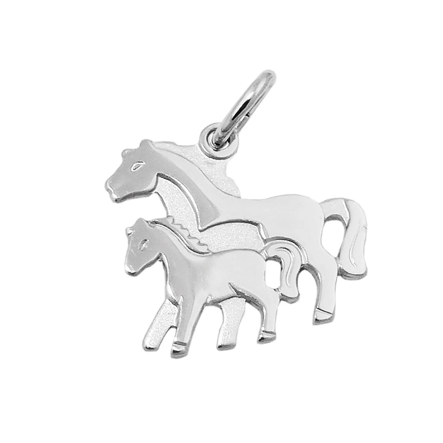 Anhänger 13x14mm Pferdepaar Pferdchen aus echtem 925 Silber Kinder