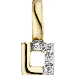 Anhänger 3,9x9mm Quadrat mit 4 Diamanten 0.02Ct 585 Gold Gelbgold
