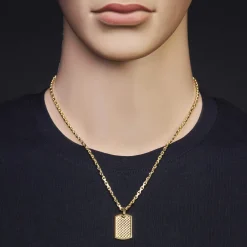 Anhänger 24x15mm Rechteck abgerundet mit Struktur-Muster 585 Gold Gelbgold
