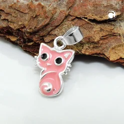 Anhänger 11x8mm rosa Katze Kätzchen 925 Silber Halsschmuck Kinderschmuck
