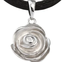 Anhänger 12,8x15mm Rose aus 925 Silber rhodiniert teilmattiert Damen