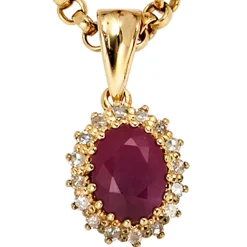 Anhänger 10,3x13,6mm Rubin & 16 Diamanten 0.16Ct 585 Gold Gelbgold oval
