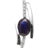 Anhänger 6,9x18,9mm Saphir Solitär 585 Weißgold Diamant 0.05Ct Brillanten