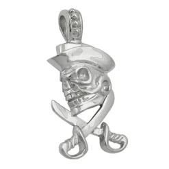 Anhänger 25x12mm Schädel Totenkopf mit Piratenhut aus echtem 925 Silber