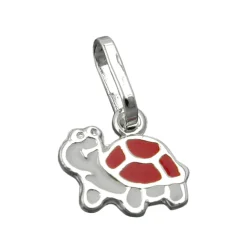 Anhänger 7,8x8mm Schildkröte rot 925 Sterling Silber Kinder klein & fein