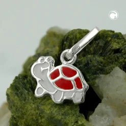 Anhänger 7,8x8mm Schildkröte rot 925 Sterling Silber Kinder klein & fein
