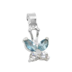 Anhänger 11x9mm Schmetterling Aquamarin hellblau & Zirkonia weiß 925 Silber