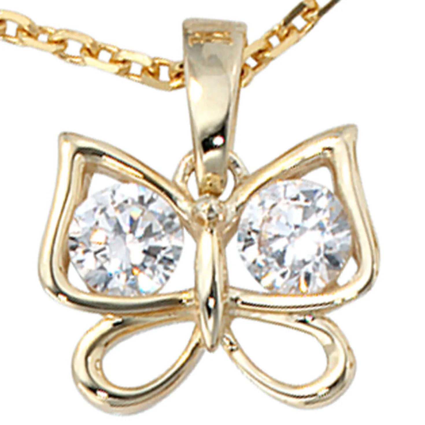 Anhänger 11,7x9,8mm Schmetterling mit Zirkonia 333 Gold Gelbgold Damen