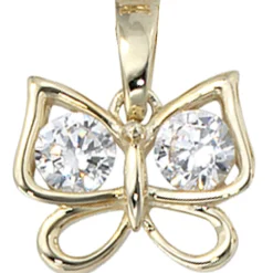 Anhänger 11,7x9,8mm Schmetterling mit Zirkonia 333 Gold Gelbgold Damen