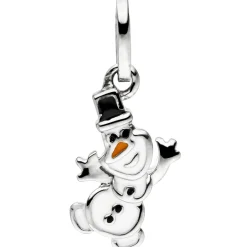 Anhänger 8,2x13,9mm Schneemann aus 925 Silber Lackeinlage schwarz weiß Kinder