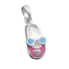 Anhänger 12x6mm Schuh Pantoffel aus 925 Sterling Silber rosa-hellblau Kinder