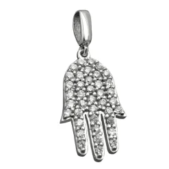 Anhänger 15x10mm Schutzsymbol Hand der Fatima mit Zirkonia weiß 925 Silber Damen