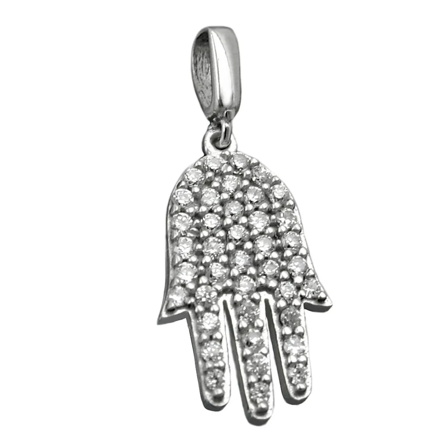 Anhänger 15x10mm Schutzsymbol Hand der Fatima mit Zirkonia weiß 925 Silber Damen