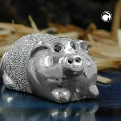 Anhänger 22x11mm - Schweinchen Ferkel Schwein Glücksschwein 925 Silber Damen
