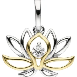Anhänger 17,8x13,3mm Seerose Blume mit Zirkonia 925 Silber teilvergoldet