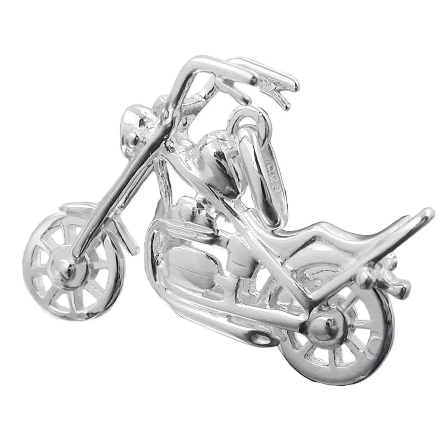 Anhänger 25x18mm - Shopper Motorrad aus 925 Silber Silberanhänger Unisex Herren