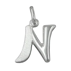 Anhänger 15x12mm Silberanhänger Buchstabe N aus echtem 925 Silber Unisex