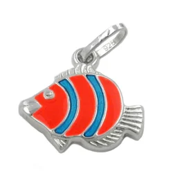 Anhänger 12x12mm Silberanhänger Clownfisch orange blau 925 Silber Kinder
