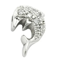 Anhänger 14,5x10mm Silberanhänger Delfin mit Zirkonia 925 Silber Damen