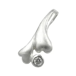Anhänger 16,3x7mm Silberanhänger 2 Herzen Zirkonia matt 925 Silber Damen