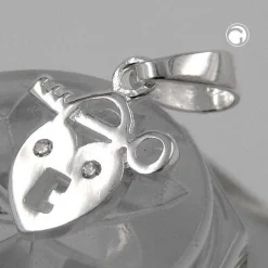 Anhänger 13x11mm Silberanhänger Herz mit Schlüssel aus 925 Silber Damen