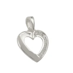 Anhänger 14x14mm Silberanhänger Herz weiße Zirkonia am Rand 925 Silber Damen