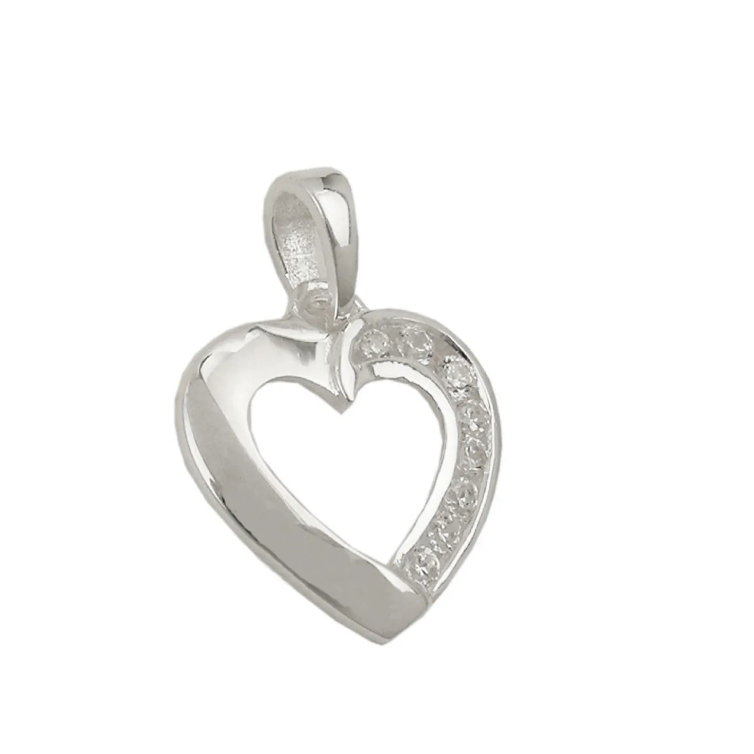 Anhänger 14x14mm Silberanhänger Herz weiße Zirkonia am Rand 925 Silber Damen