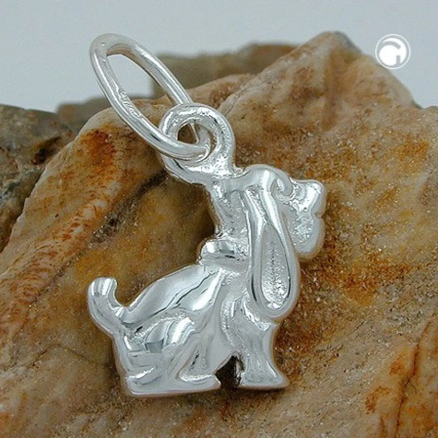 Anhänger 13x10mm Silberanhänger Hund Schlappohren 925 Echtsilber für Kinder