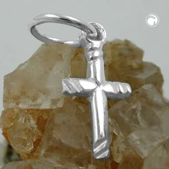 Anhänger 12x6mm Silberanhänger kleines Kreuz mit Streifen 925 Silber Damen