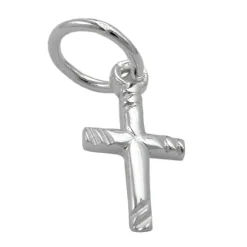 Anhänger 12x6mm Silberanhänger kleines Kreuz mit Streifen 925 Silber Damen
