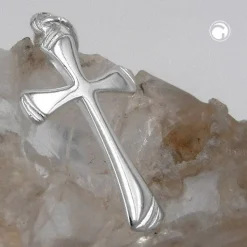 Anhänger 22x13mm Silberanhänger Kreuz Streifen am Enden 925 Silber Unisex